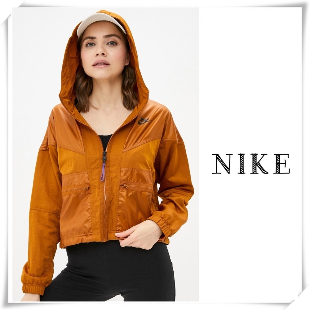 Nike Cargo Rebel Zip Up Hood Windrunner Jacket in Burnt Sienna Size S BV2833-857